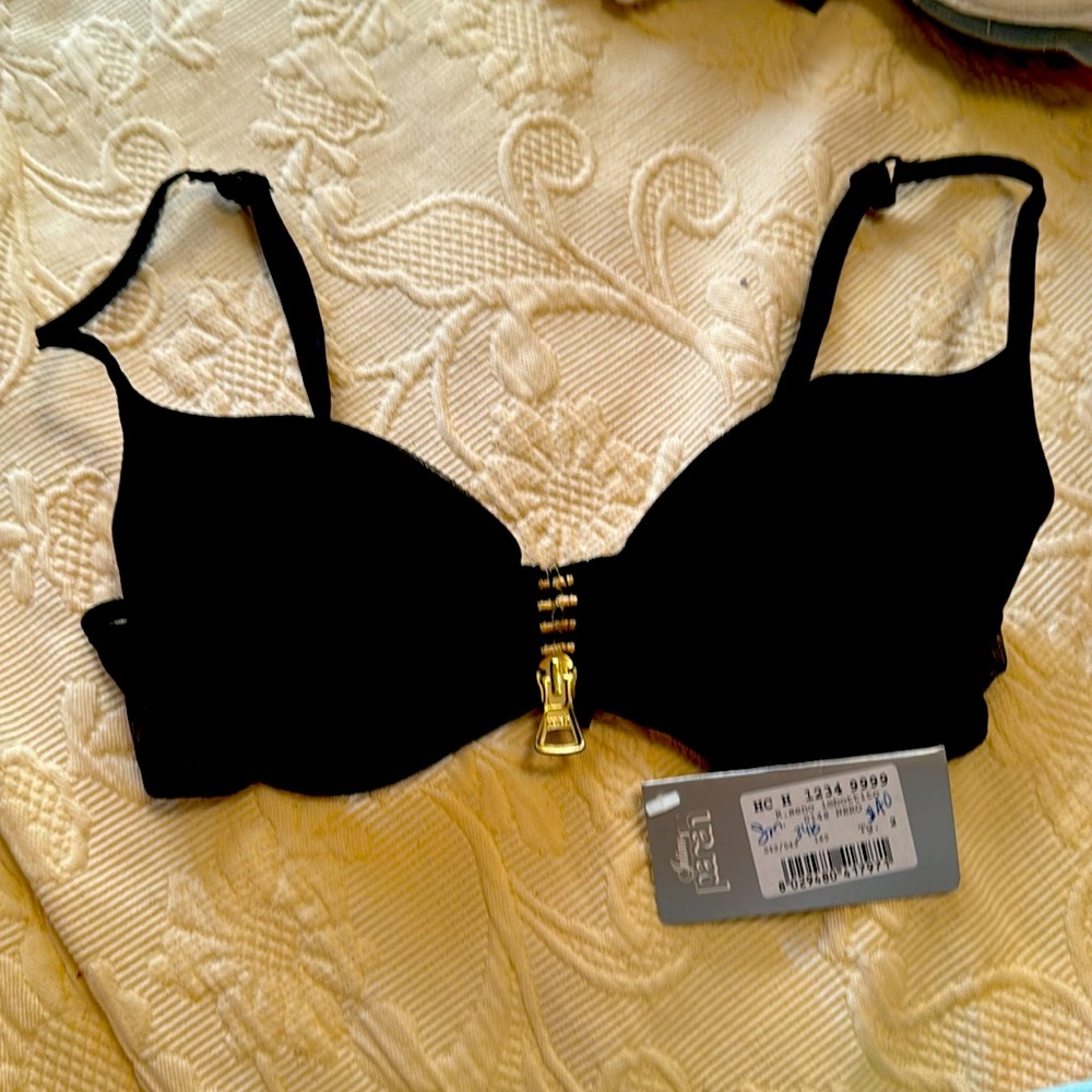 PARAH NWT Luxury Italian Lingerie fBra with fun faux zipper Sz 34B